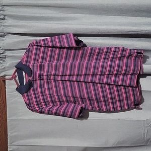 Walter Hagen pink and black striped polo. Large.